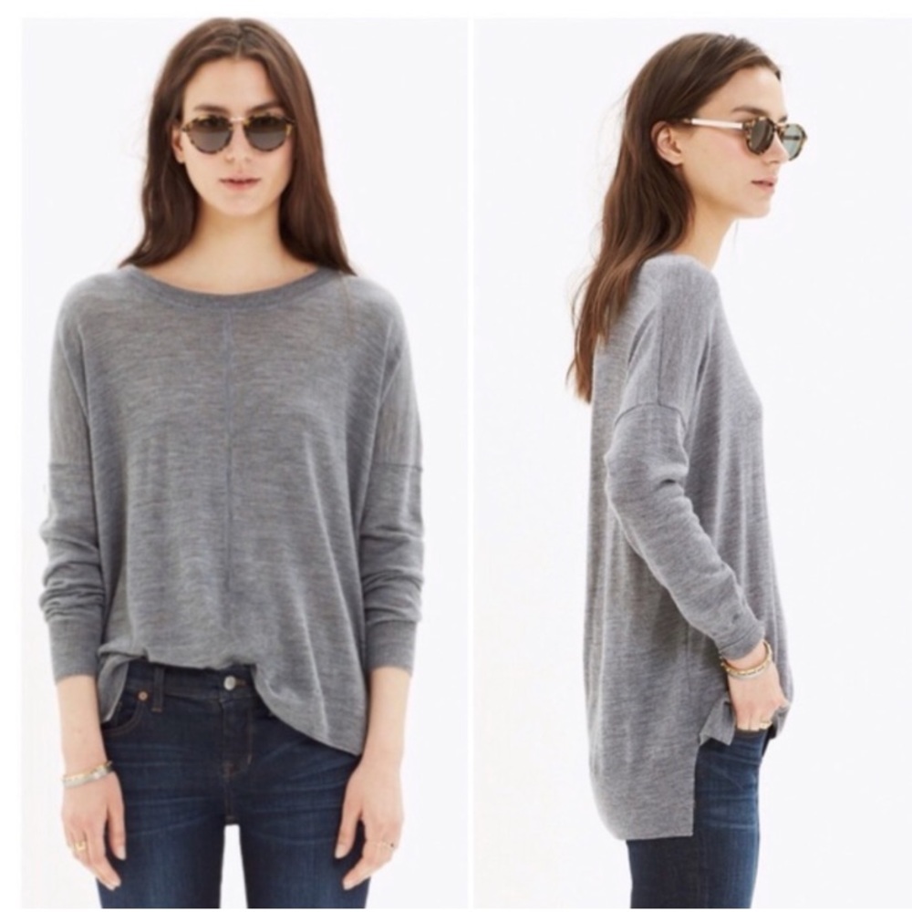 Madewell Gray Rowhouse Merino Wool Sweater